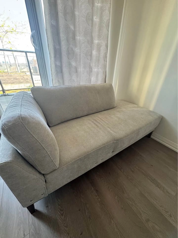 Right-Facing Fabric Chaise Couch with Wood Base - photo 3