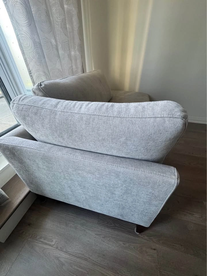 Right-Facing Fabric Chaise Couch with Wood Base - photo 4