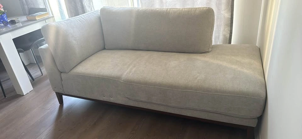 Right-Facing Fabric Chaise Couch with Wood Base - photo 5
