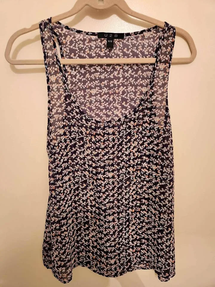 Chiffon dark purple tank top with design (M/L) thumbnail