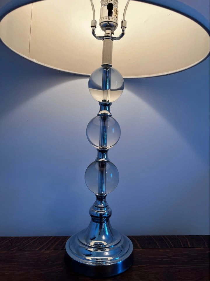Stacked Glass Ball Table Lamp with Chrome Base - photo 2