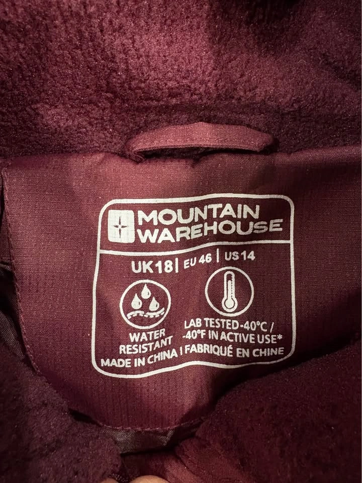 Mountain Warehouse Burgundy Winter Puffer Jacket Size US 14 - photo 2