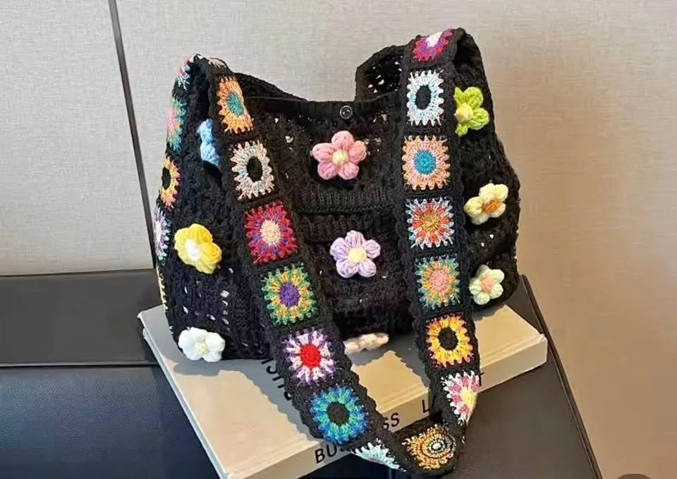 Crochet Sunflower Shoulder Bag