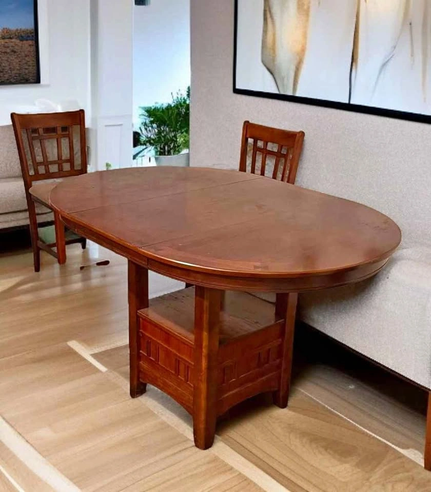 Wooden Pedestal Dining Table + Extension ikea