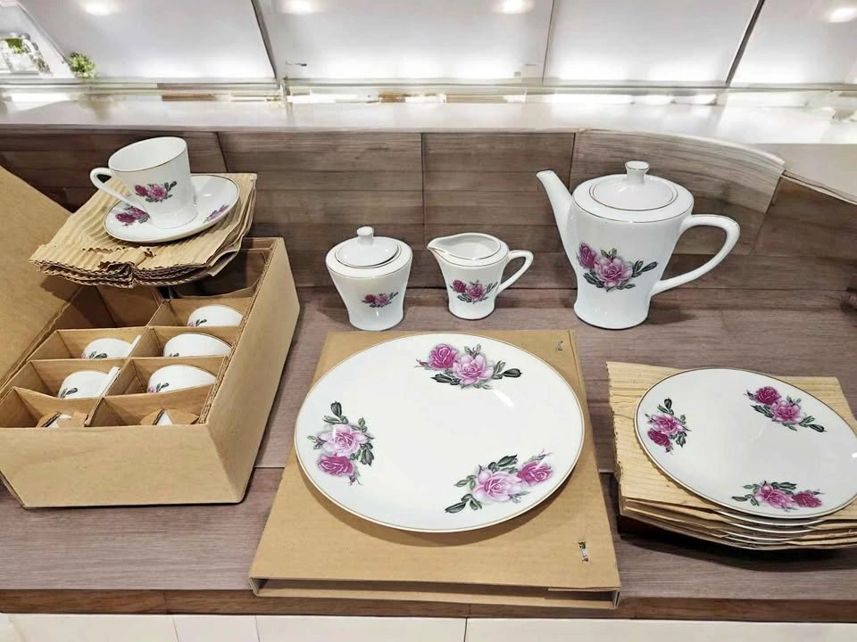 NEW Pink Rose Porcelain Tea and Dinner Set of 22