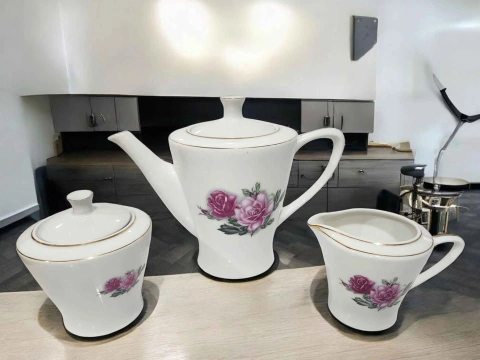 NEW Pink Rose Porcelain Tea and Dinner Set of 22 - photo 2