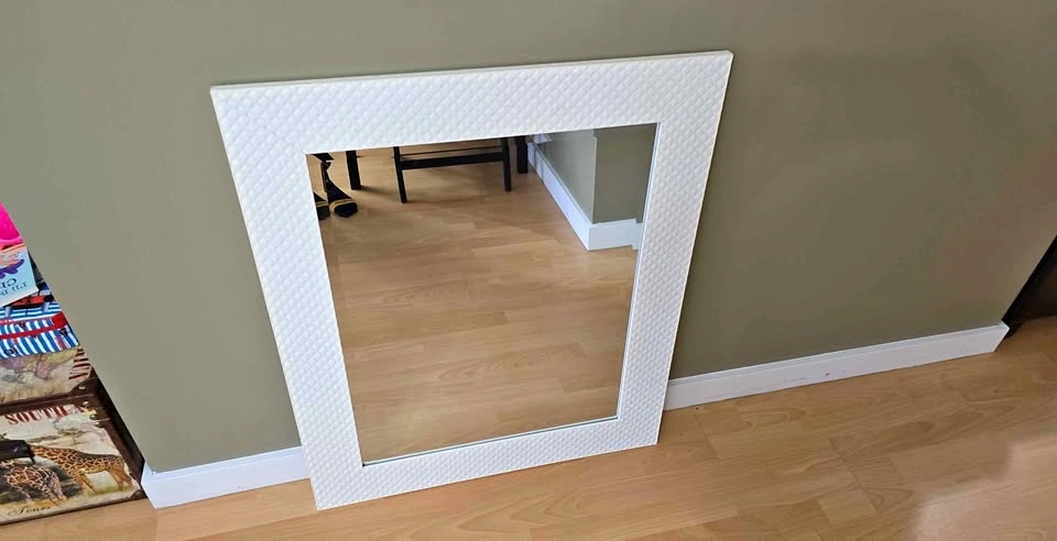 White Quilted Texture Wall Mirror
