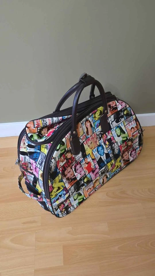Magazine Print Rolling Duffel Bag - photo 2