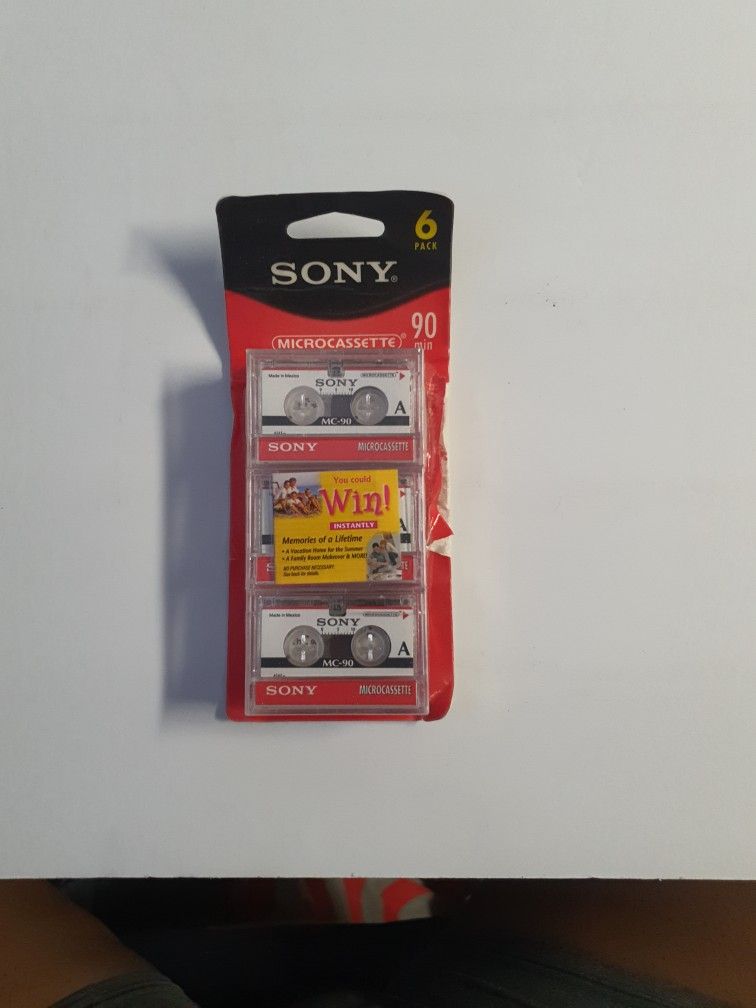 VINTAGE SEALED SONY MC 90 6 PACK MICROCASSETTES 90 MINUTR
