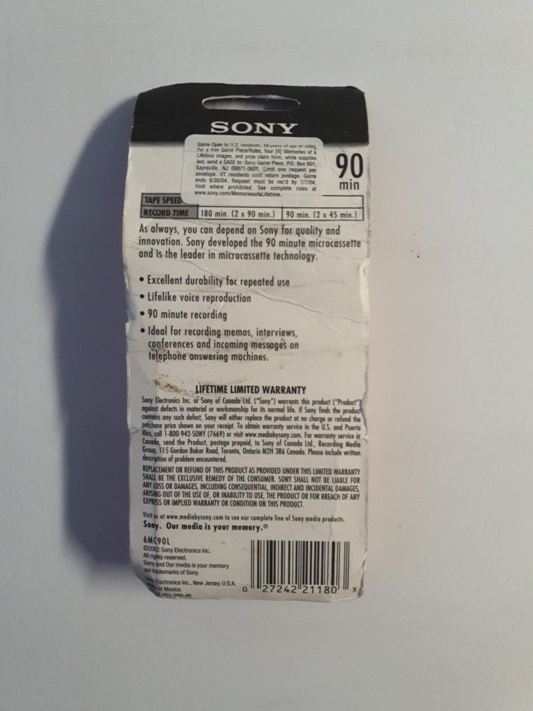 VINTAGE SEALED SONY MC 90 6 PACK MICROCASSETTES 90 MINUTR - photo 3
