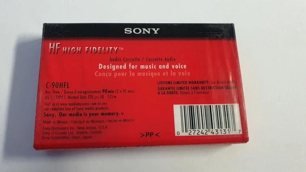 NEW SEALED VINTAGE SONY c-90 HFL 90 minute CASSETTE image indicator(6)