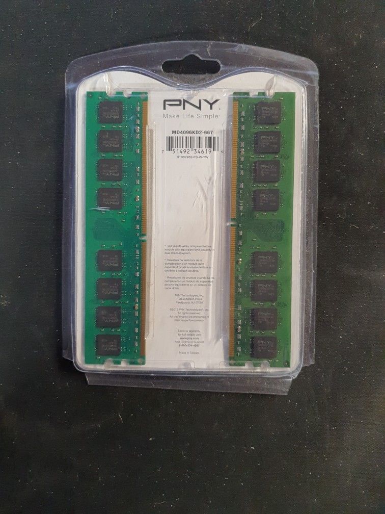 NEW PNY 2X2GB DUAL CHANNEL DD2 PC2-5300 PC MEMORY - photo 2