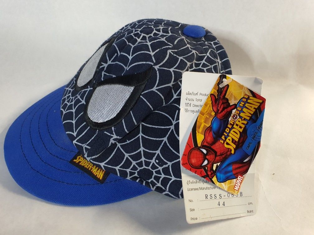 NEW SPIDERMAN BLUE WEB/SPIDEY EYES KIDS HAT SZ 44CM - photo 2