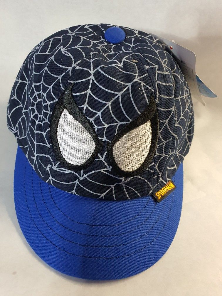 BLUE WEB  SPIDEY EYES KIDS BASEBALL HAT SZ 48CM