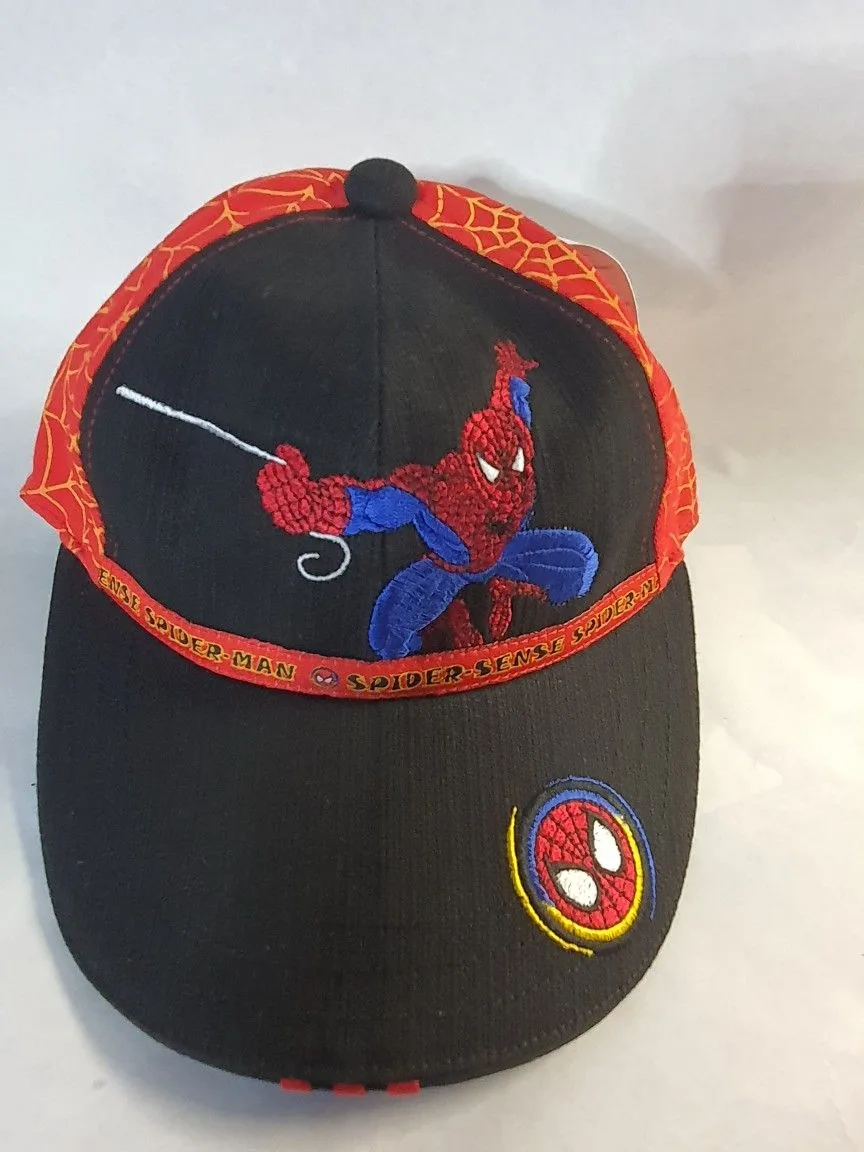 SPIDERMAN YELLOW WEB/RED + BLK KIDS BASEBALL HAT SZ 48CM thumbnail