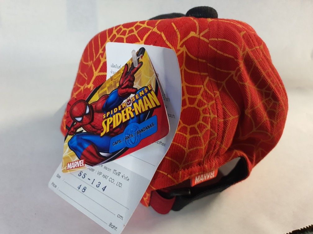 SPIDERMAN YELLOW WEB/RED + BLK KIDS BASEBALL HAT SZ 48CM - photo 3