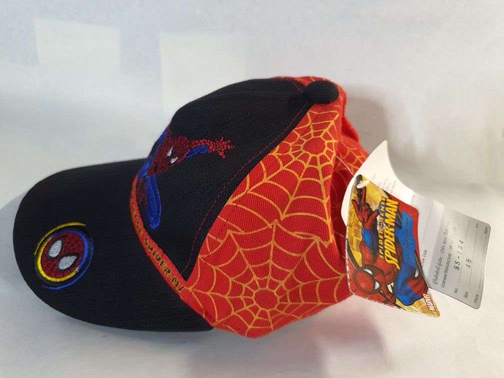 SPIDERMAN YELLOW WEB/RED + BLK KIDS BASEBALL HAT SZ 48CM - photo 4