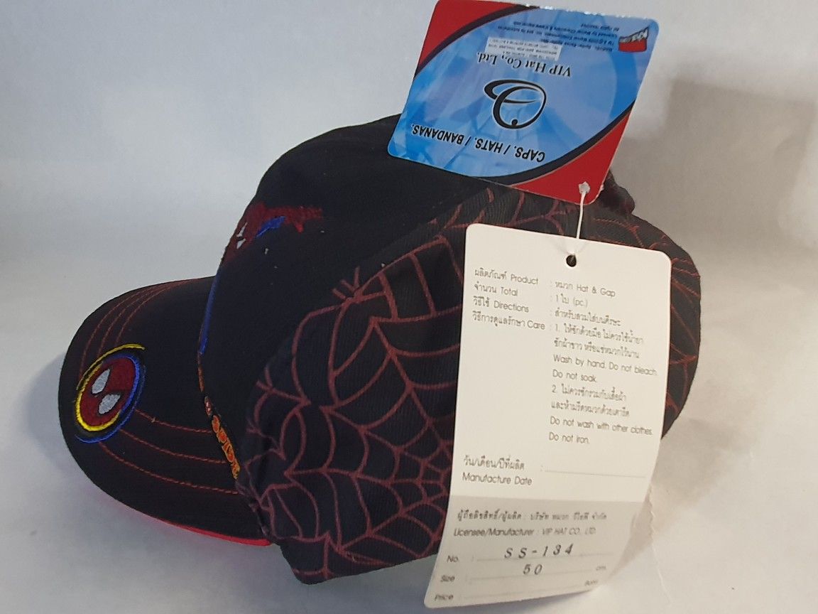 SPIDERMAN RED WEB/BLK KIDS BASEBALL HAT SZ 50CM - photo 2