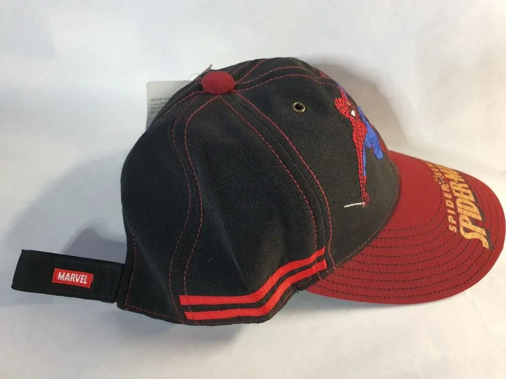 NEW SPIDER-MAN BURGUNDY BRIM/BLK/RED STRIP KIDS HAT image indicator(2)