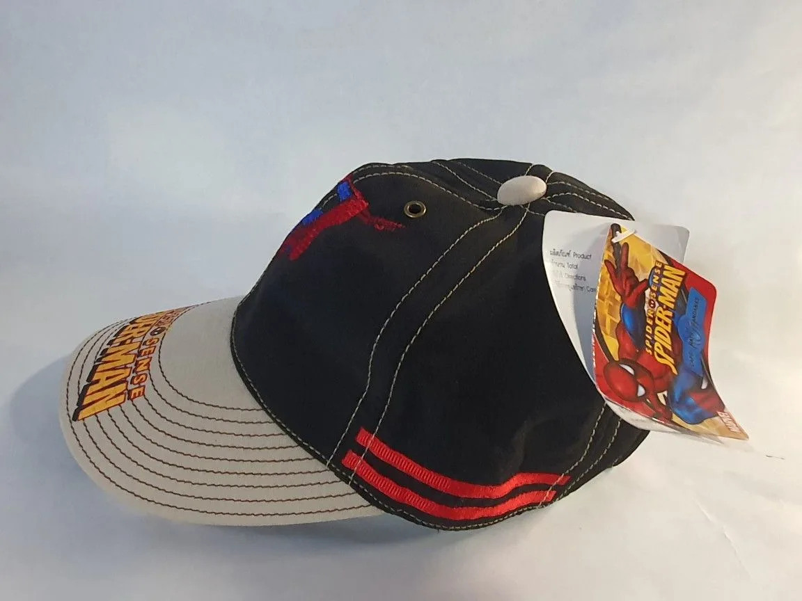NEW SPIDER-MAN TAN BRIM/BLK/RED STRIP KIDS HAT image indicator(4)