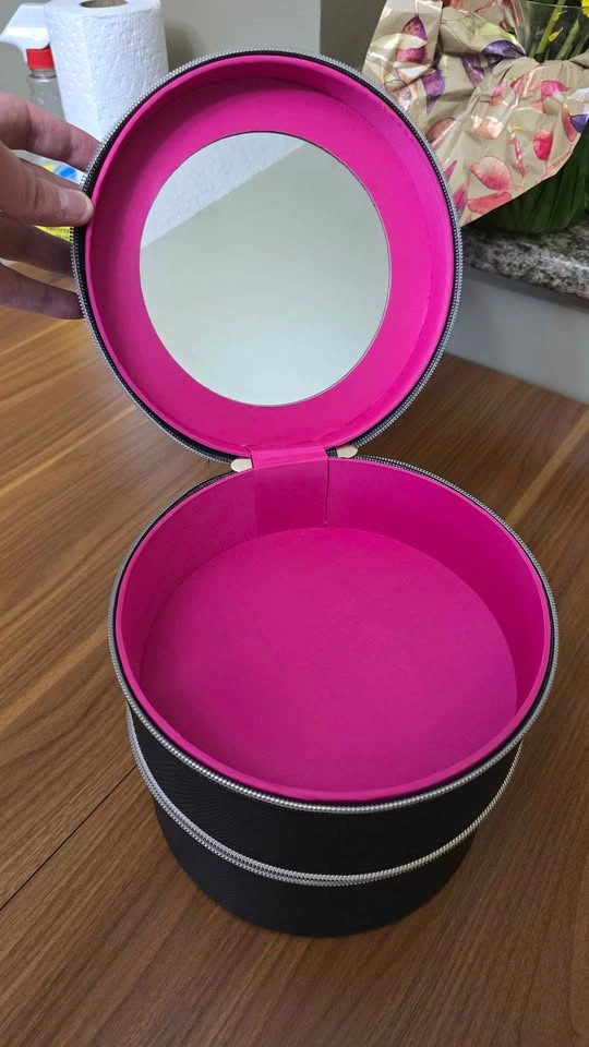 Lancome 2 Layer Round Black Case Cosmetic Makeup Organizer - photo 2