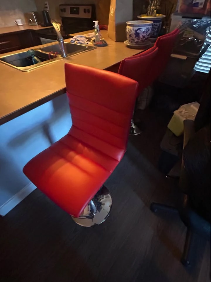3 Red Counter Stools – Mint Condition - photo 2
