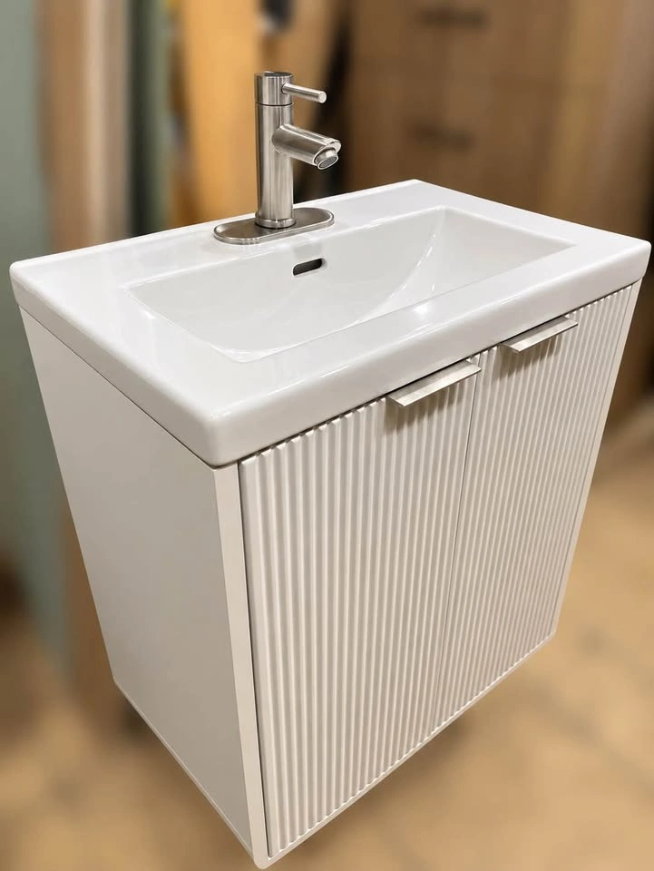 23” White Floating Bathroom Vanity with Faucet and Sink - photo 2
