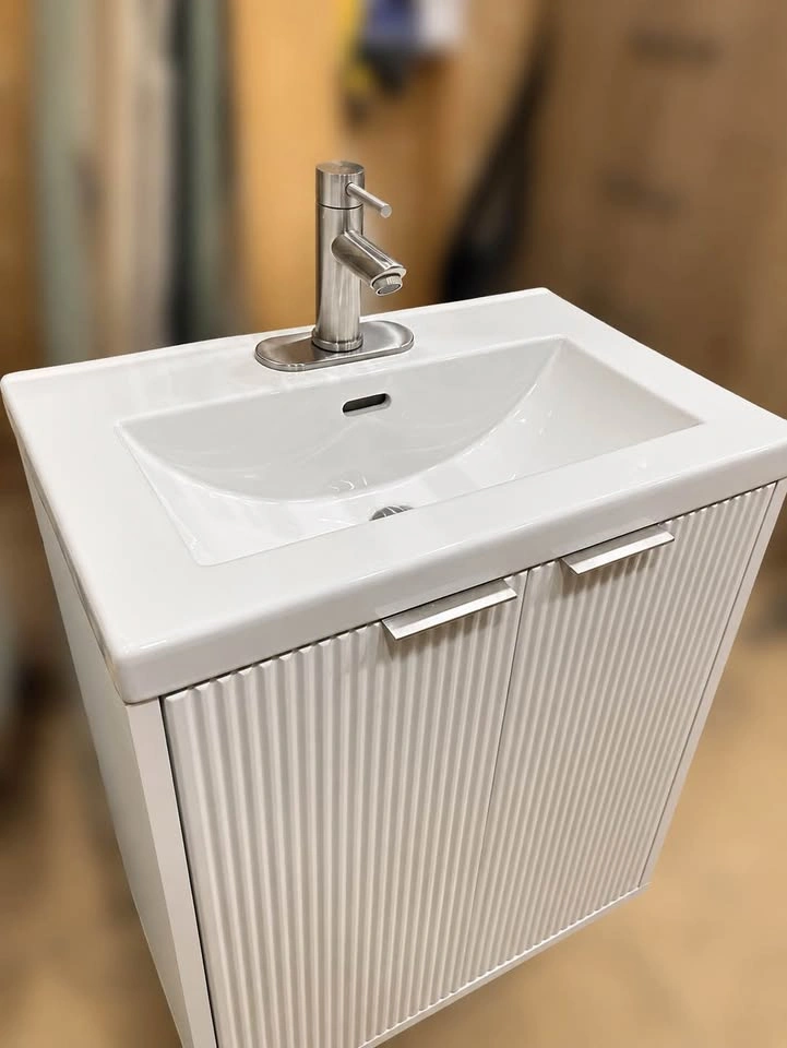 23” White Floating Bathroom Vanity with Faucet and Sink - photo 3
