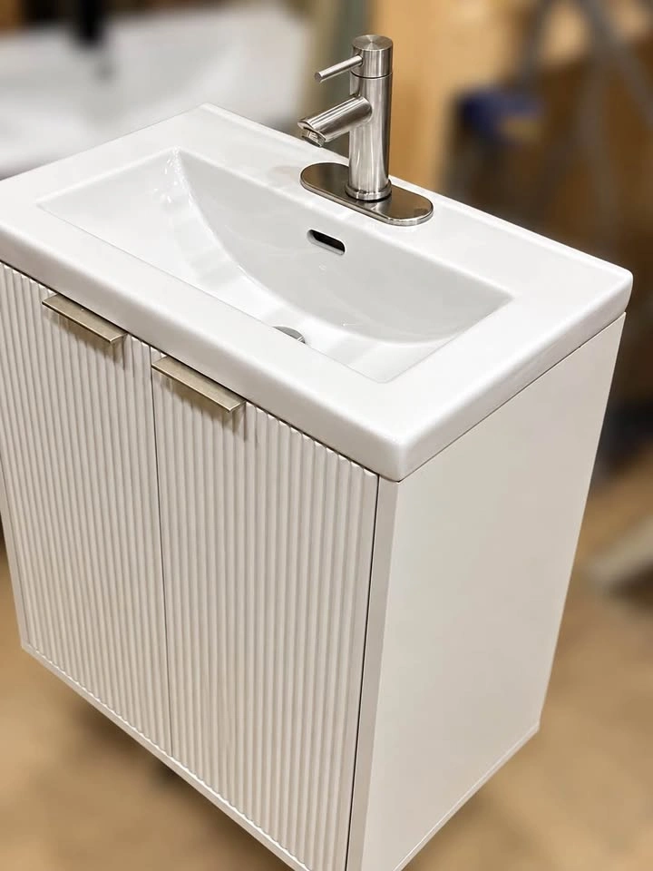 23” White Floating Bathroom Vanity with Faucet and Sink - photo 4