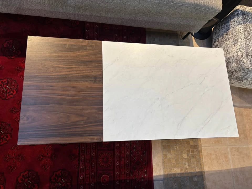 Mid-Century Modern Walnut and Faux Marble Coffee Table - photo 2