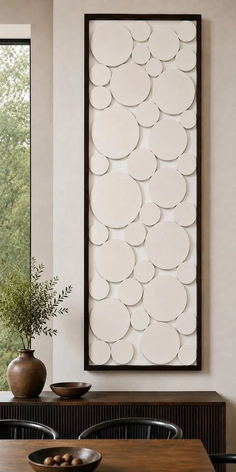 Modern White Wood Slice Wall Art – Handmade Minimalist Decor