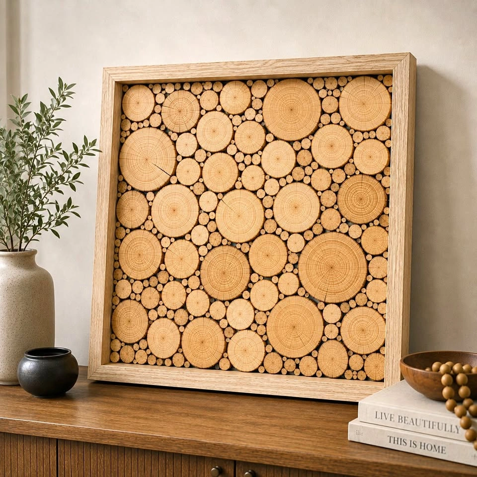 Minimalist Light Wood Wall Art – Handmade Scandinavian Decor
