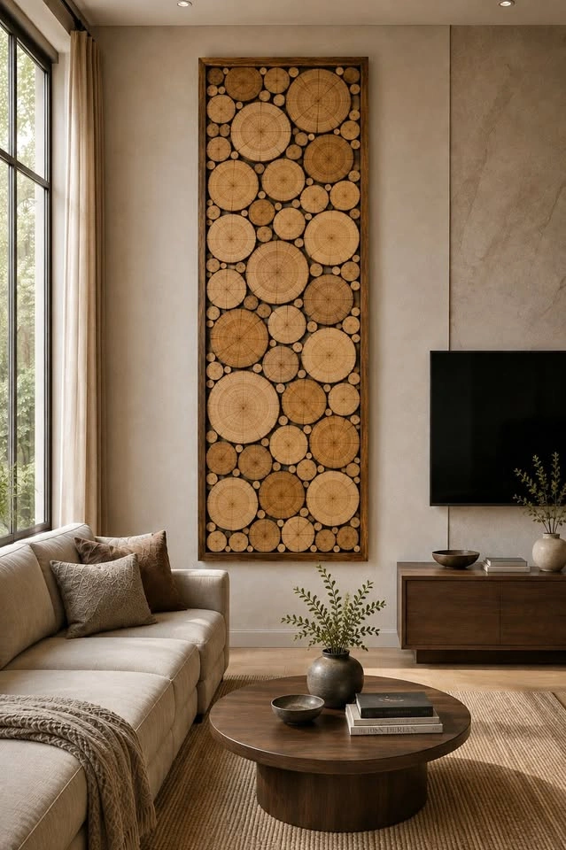 Natural Wood Slice Wall Art – Handmade Framed Decor