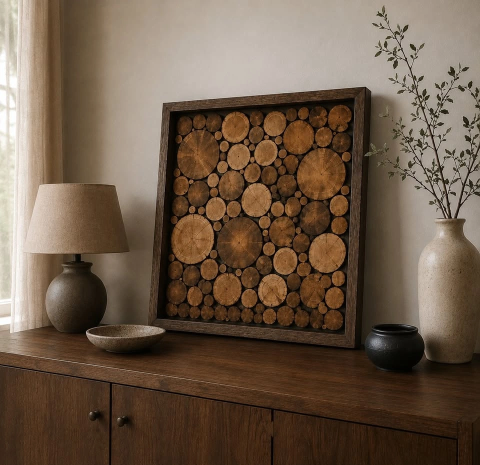 Natural Wood Slice Wall Art – Handmade Framed Decor - photo 4