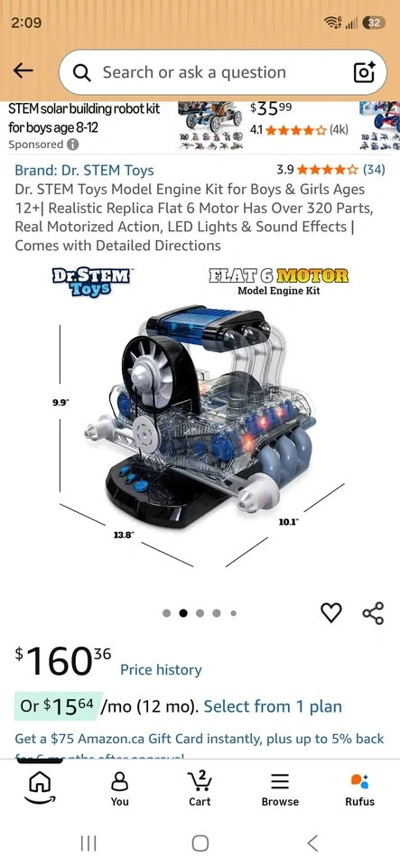 New Stemnex Flat 6 Model Engine STEM Toy Building Kit - photo 3