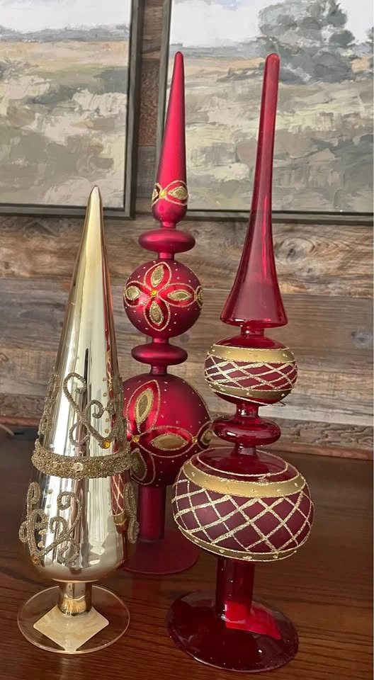 Set of 3 tree finials Christmas decor