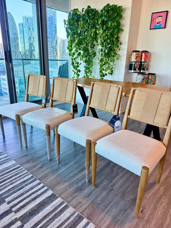 (SET OF 4) New with Tags Nautica Woven Back Dining Chairs