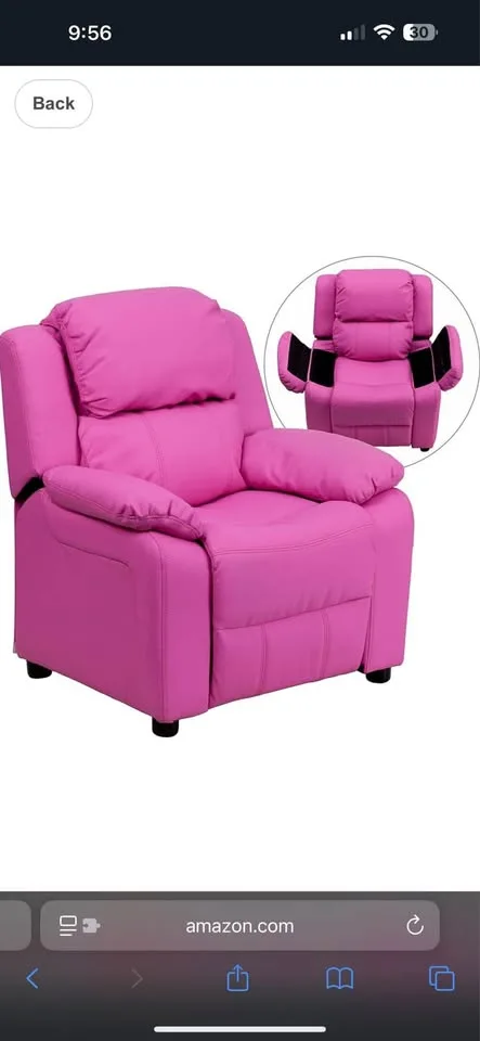 EMMA + OLIVER Kids Recliner with Storage Arms image indicator(2)