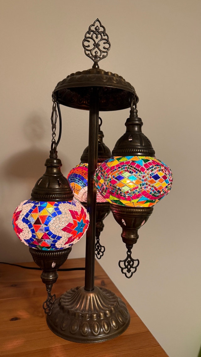 Turkish Moroccan 3 globe mosaic lamp