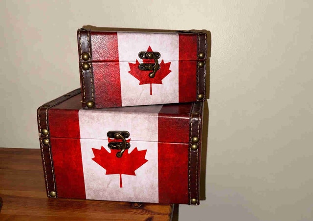 Vintage Style Canadian Flag Decorative Nested Box Set