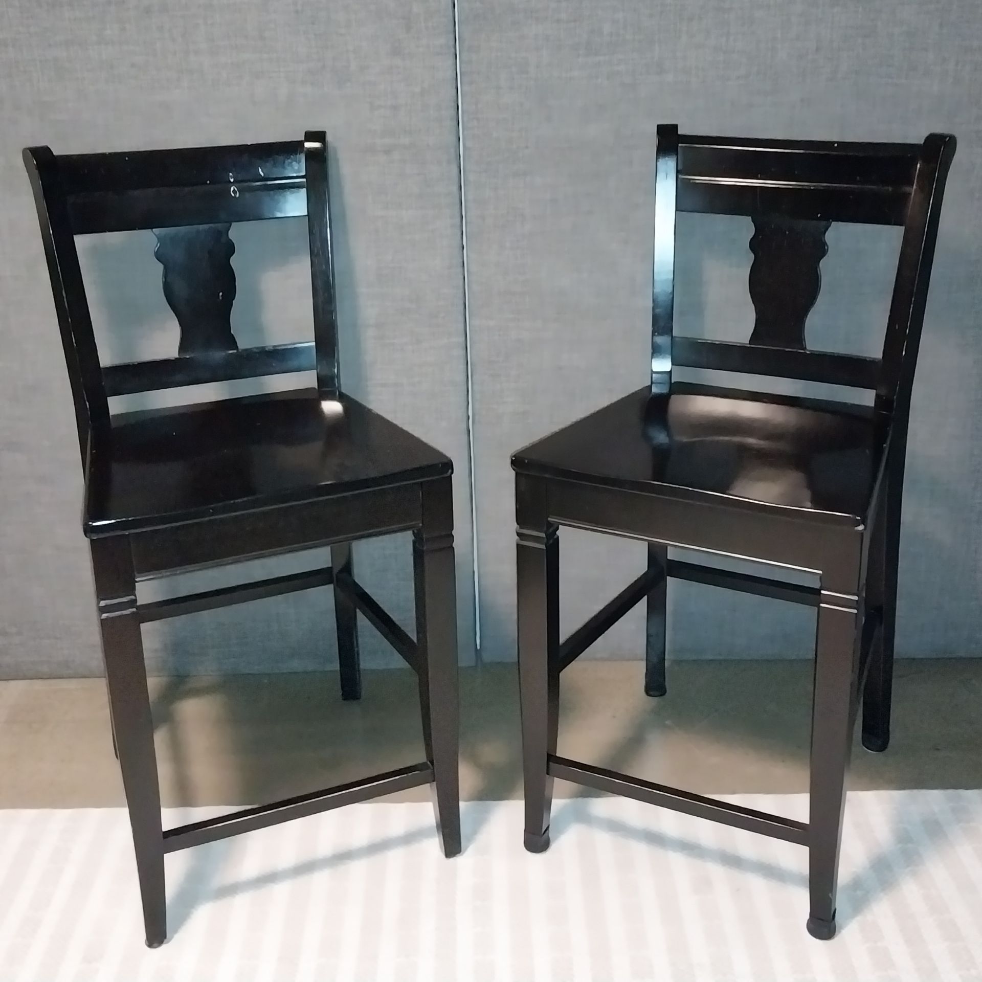 Pair of Black Wooden Bar Stools by Pier 1 Imports – Set of 2