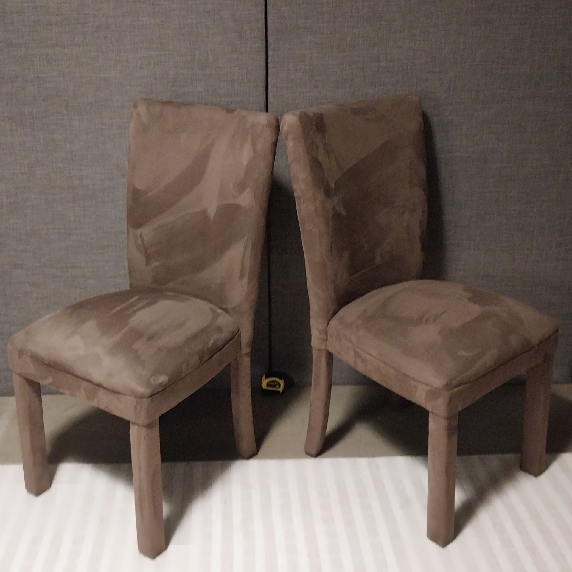 Set of 2 Brown Upholstered Dining Chairs – Modern Parsons Style