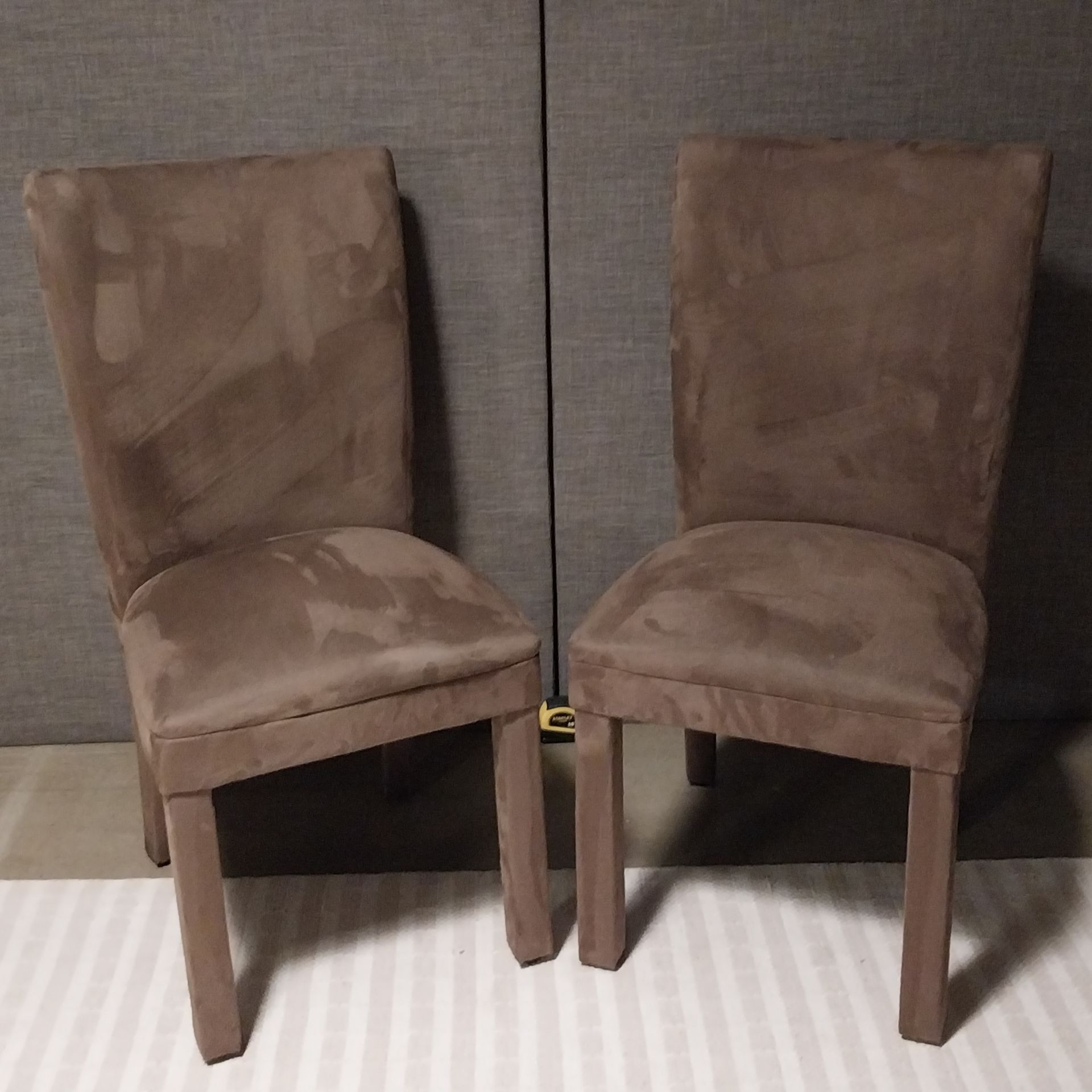 Set of 2 Brown Upholstered Dining Chairs – Modern Parsons Style - photo 2