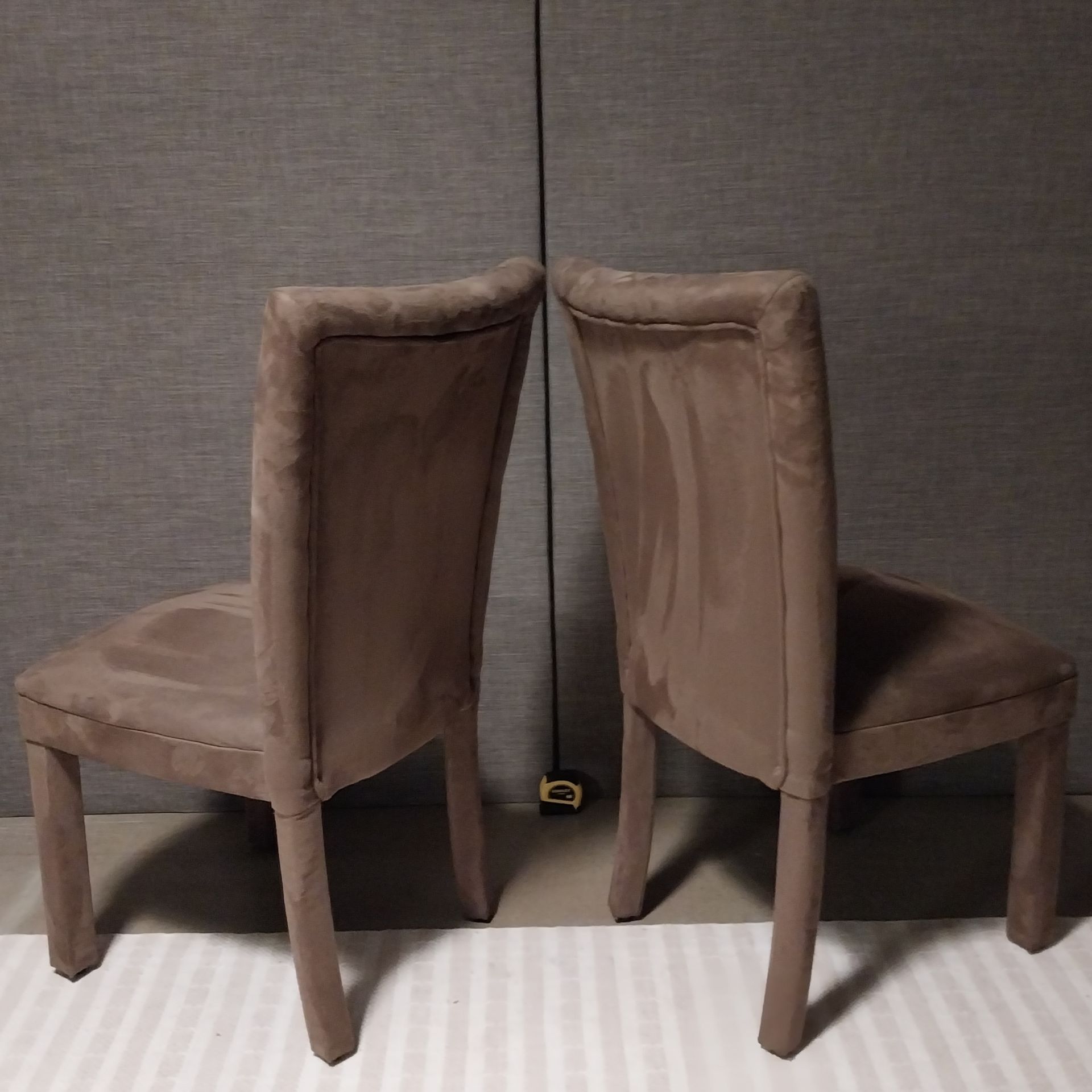 Set of 2 Brown Upholstered Dining Chairs – Modern Parsons Style - photo 3