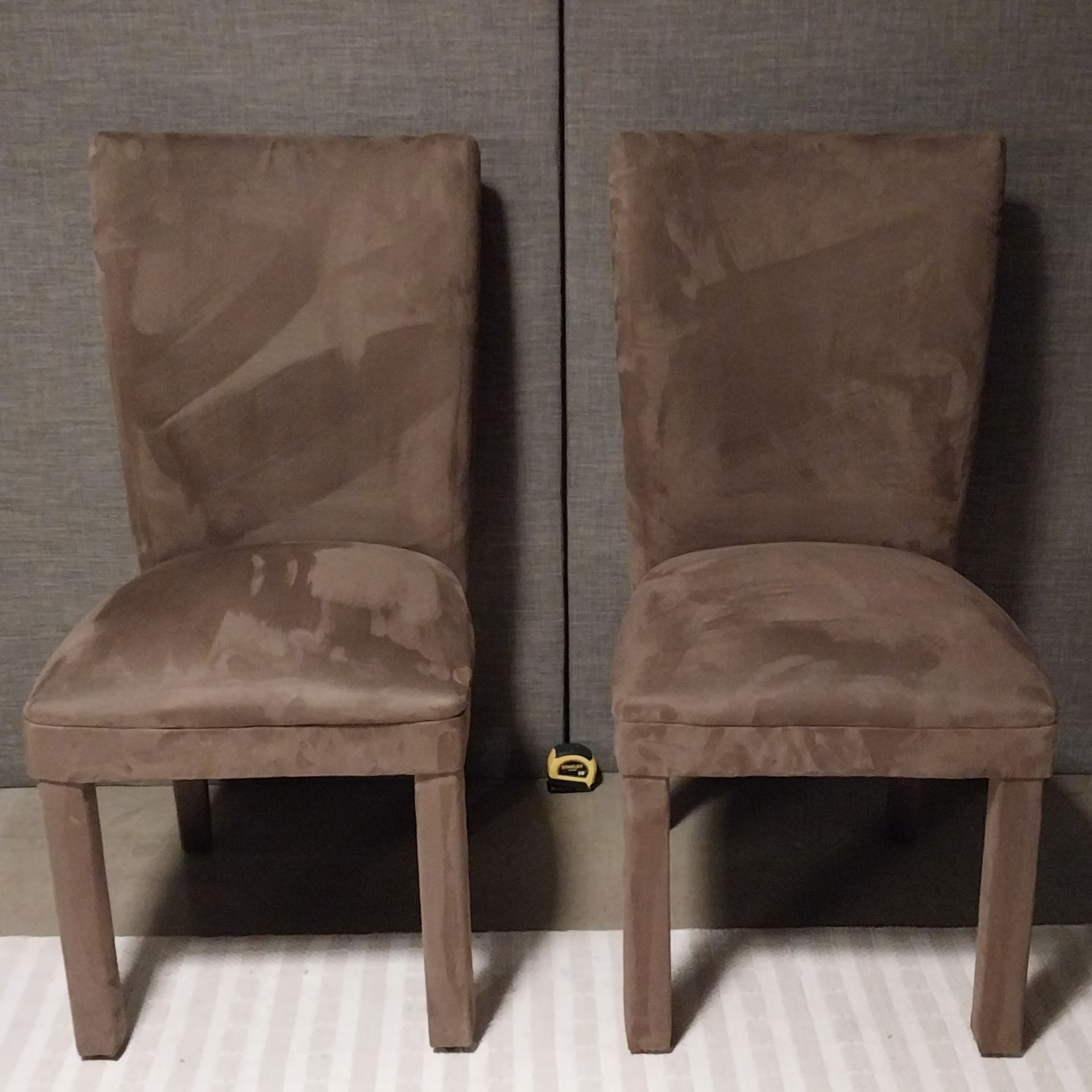 Set of 2 Brown Upholstered Dining Chairs – Modern Parsons Style - photo 4