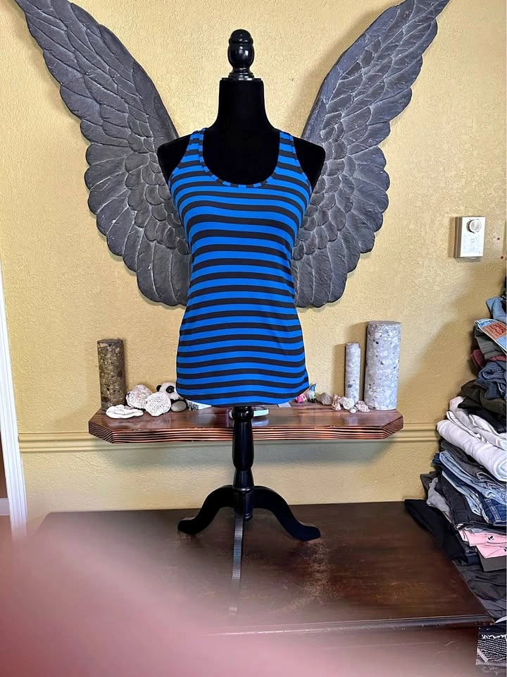 Lululemon Striped Blue and Black Tank Top