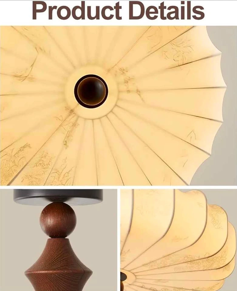 Fabric Lampshade Semi Flush Mount Ceiling Light with Wooden Acce - photo 4