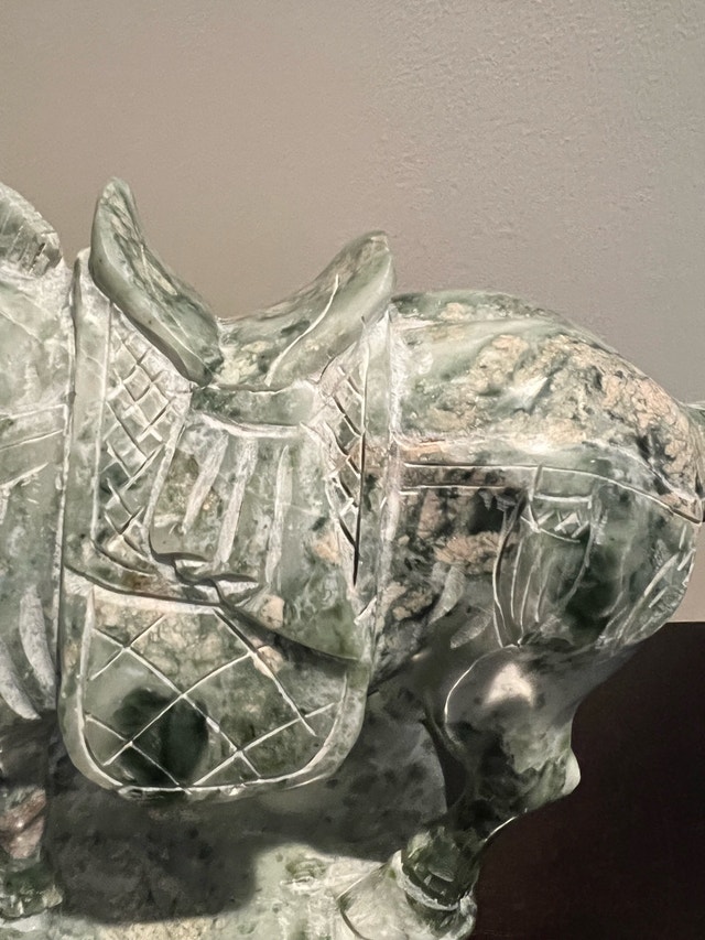CARVED GREEN STONE HORSE STATUE SCULPTURE – ASIAN - photo 4