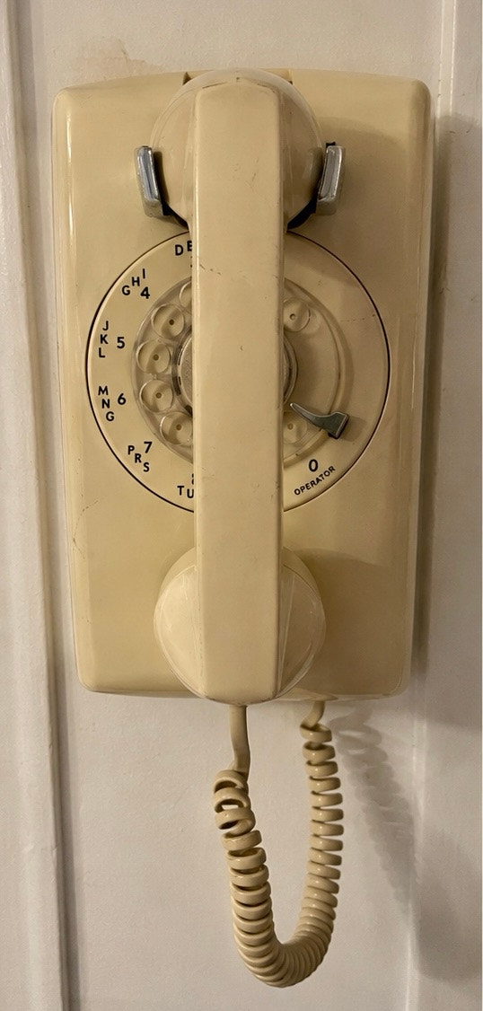 VINTAGE BELL 554 ROTARY DIAL WALL TELEPHONE – IVORY CREAM BEIGE