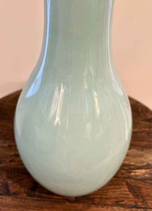 LARGE CELADON-STYLE PORCELAIN CERAMIC BOTTLE VASE - AQUA GLAZE - photo 3